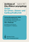 Buchcover Verhandlungsbericht 1984 der Deutschen Gesellschaft für Hals- Nasen- Ohren-Heilkunde, Kopf- und Hals-Chirurgie