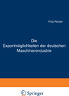 Buchcover Die Exportmöglichkeiten der deutschen Maschinenindustrie