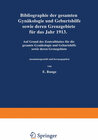 Buchcover Bibliographie der gesamten Gynaekologie und Geburtshilfe sowie deren Grenzgebiete für das Jahr 1913