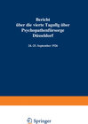 Buchcover Bericht über die vierte Tagung über Psychopathenfürsorge Düsseldorf