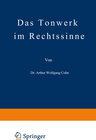 Buchcover Das Tonwerk im Rechtssinne