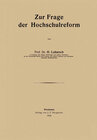 Buchcover Zur Frage der Hochschulreform