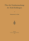 Buchcover Über die Nutzbarmachung der Kali-Endlaugen