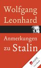 Buchcover Anmerkungen zu Stalin