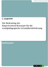 Buchcover Die Bedeutung des Empowerment-Konzepts für die sozialpädagogische Gesundheitsförderung