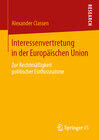 Buchcover Interessenvertretung in der Europäischen Union