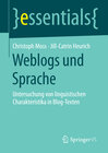 Buchcover Weblogs und Sprache