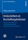 Buchcover Verlässlichkeit als Beschaffungskriterium