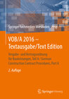 Buchcover VOB/A 2016 - Textausgabe/Text Edition