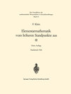 Buchcover Elementarmathematik vom höheren Standpunkte aus, III