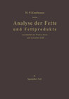 Buchcover Analyse der Fette und Fettprodukte