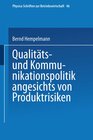 Buchcover Qualitäts- und Kommunikationspolitik angesichts von Produktrisiken
