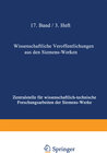 Buchcover Wissenschaftliche Veröffentlichungen aus den Siemens-Werken