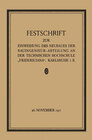 Buchcover Festschrift zur Einweihung des Neubaues der Bauingenieur-Abteilung an der Technischen Hochschule „Fridericiana“, Karlsru