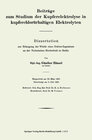 Buchcover Beiträge zum Studium der Kupferelektrolyse in kupferchlorürhaltigen Elektrolyten