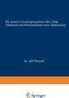 Buchcover Die neuesten Forschungsergebnisse über Tabak, Tabakrauch und Nikotinaufnahme beim Tabakrauchen