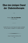 Buchcover Über den jetzigen Stand der Diabetestherapie