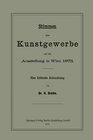 Buchcover Stimmen über Kunstgewerbe auf der Ausstellung in Wien 1873