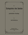 Buchcover Die Kategorien des Rechts auf geschichtlicher Grundlage