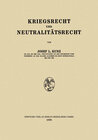 Buchcover Kriegsrecht und Neutralitätsrecht