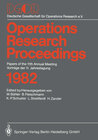 Buchcover Operations Research Proceedings 1982