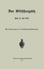 Buchcover Das Wildschongesetz vom 14. Juli 1904