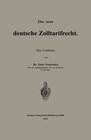 Buchcover Das neue deutsche Zolltarifrecht