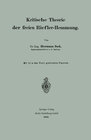Buchcover Kritische Theorie der freien Riefler-Hemmung