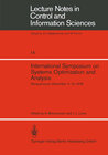 Buchcover International Symposium on Systems Optimization and Analysis
