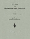 Buchcover Bericht über die Untersuchungen des Berliner Leitungswassers in der Zeit vom 1. Juni 1885 bis 1. April 1886 ausgeführt i