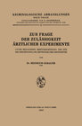 Buchcover Zur Frage der Zulässigkeit Ärztlicher Experimente