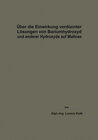 Buchcover Über die Einwirkung verdünnter Lösungen von Bariumhydroxyd und anderer Hydroxyde auf Maltose