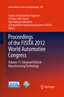 Buchcover Proceedings of the FISITA 2012 World Automotive Congress