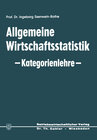 Buchcover Allgemeine Wirtschaftsstatistik — Kategorienlehre —