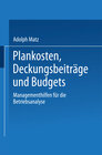 Buchcover Plankosten, Deckungsbeiträge und Budgets