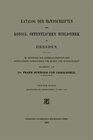 Buchcover Katalog der Handschriften der Königl. Öffentlichen Bibliothek zu Dresden