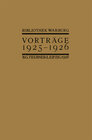 Buchcover Vorträge der Bibliothek Warburg