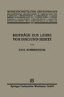 Buchcover Beiträge zur Lehre von Ding und Gesetz