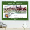Buchcover Gruss aus Dresden - Historische Stadtansichten (hochwertiger Premium Wandkalender 2024 DIN A2 quer), Kunstdruck in Hochg