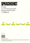 Buchcover Sprachkunst. Beiträge zur Literaturwissenschaft / Sprachkunst. Beiträge zur Literaturwissenschaft Jahrgang XXXVI/2005 2.