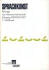 Buchcover Sprachkunst. Beiträge zur Literaturwissenschaft / Sprachkunst. Beiträge zur Literaturwissenschaft Jahrgang XXXVIII/2007 