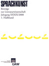Buchcover Sprachkunst. Beiträge zur Literaturwissenschaft / Sprachkunst. Beiträge zur Literaturwissenschaft Jahrgang XXXIX/2008 1.