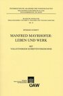 Buchcover Manfred Mayrhofer: Leben und Werk