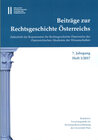 Buchcover Beiträge zur Rechtsgeschichte Österreichs 7. Jahrgang Band 1./2017