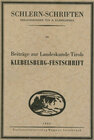 Buchcover Beiträge zur Landeskunde Tirols. Klebelsberg-Festschrift