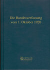 Buchcover Die Bundesverfassung vom 1. Oktober 1920