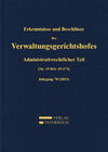 Buchcover Erkenntnisse und Beschlüsse des Verwaltungsgerichtshofes