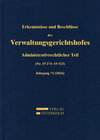 Buchcover Erkenntnisse und Beschlüsse des Verwaltungsgerichtshofes