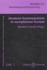 Buchcover Deutsche Kanzleisprachen im europäischen Kontext