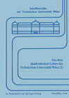 Buchcover Aus dem akademischen Leben der Technischen Universität Wien (2)